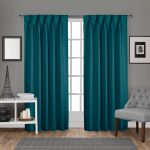teal curtains sateen pinch pleat teal woven blackout window curtain MBXAIRG