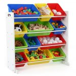 tot tutors summit collection white primary kids toy storage organizer with HECXAAN