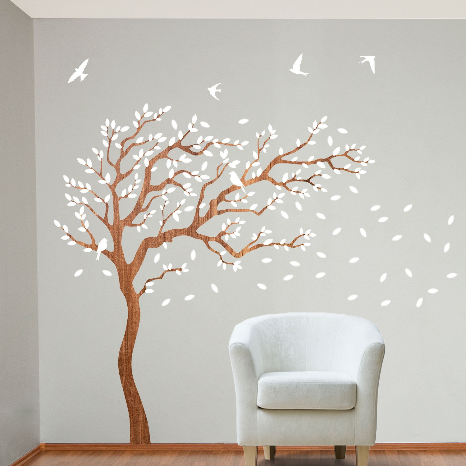 tree wall stickers breezy tree wall decal and bird stickers in white and wood FGCPMEO