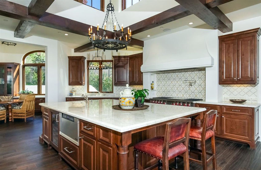 tuscan kitchen style beautiful tuscan style kitchen with white marble counter and dark wood UUNZZJB