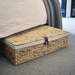 under bed storage underbed water hyacinth basket with cotton lining and leather fasten HVCNMTI