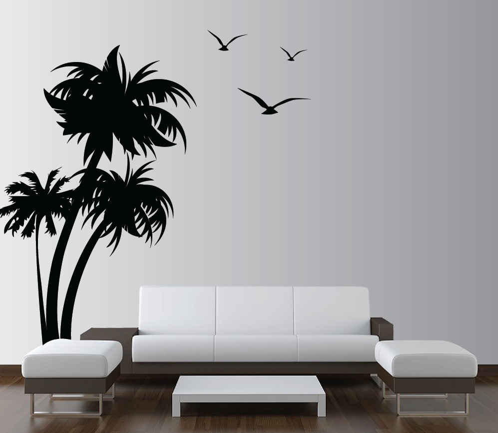 vinyl wall decals palm-trees-vinyl-wall-decal-with-seagulls-1132. RZSCFWF