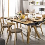 vox oak dining table with built-in trivet - unique dining tables EVECOXK