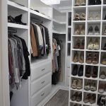 walk in wardrobes designs very well organized walk-in closet with white cabinets and storage units LJJSYAE