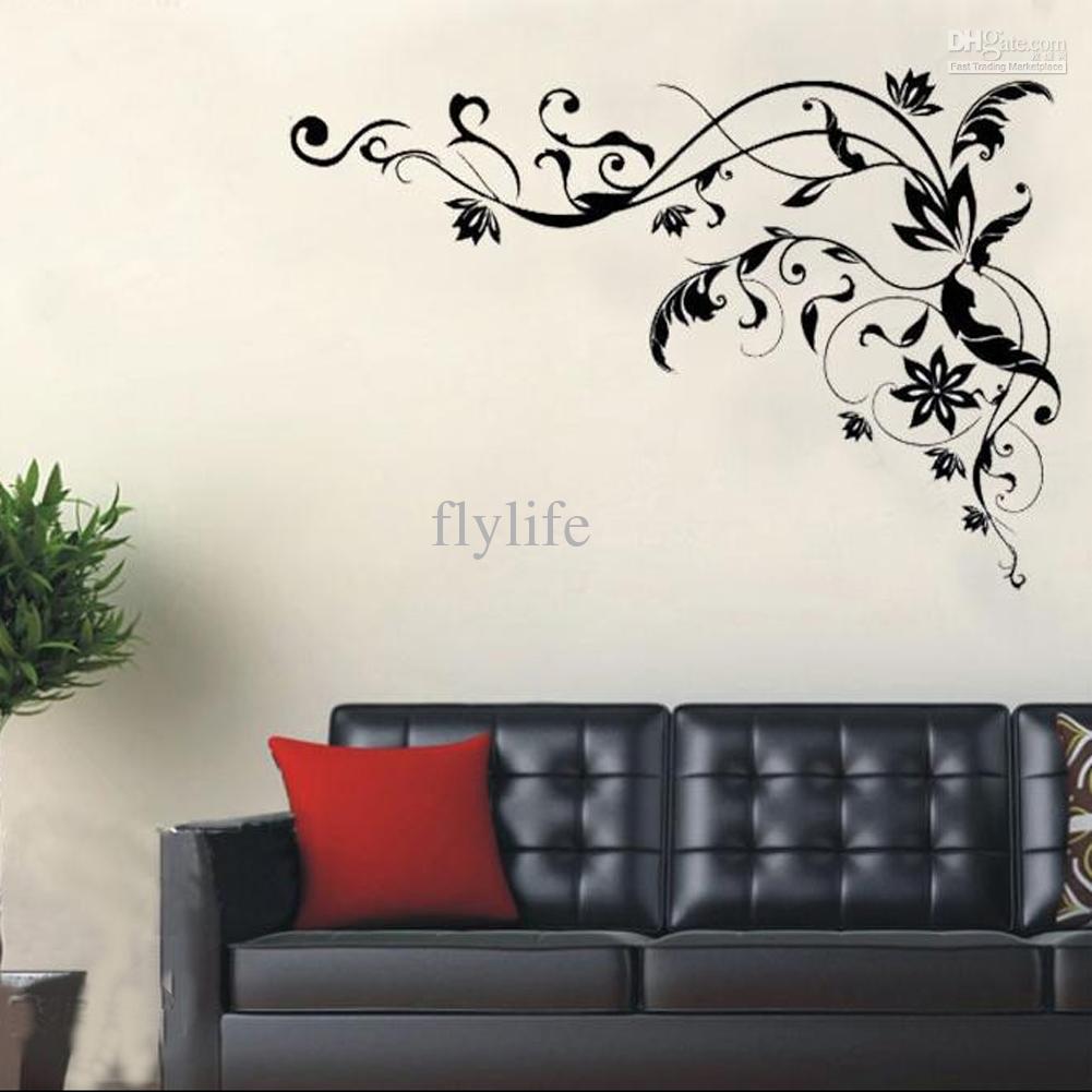 wall art stickers large black vine art wall decals, diy home wall decor stickers WSXOIPQ