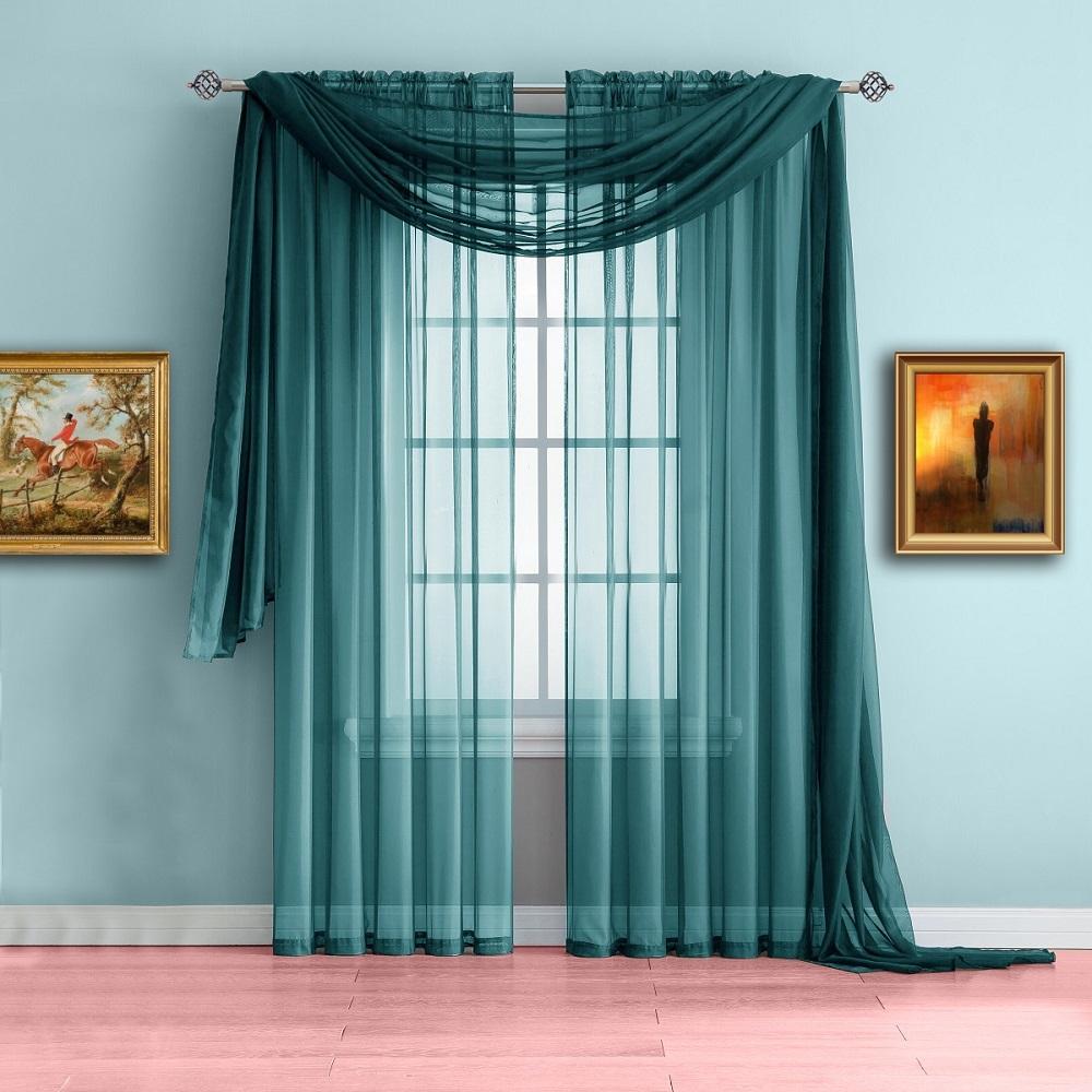 warm home designs blue teal window scarf valance, sheer teal curtains NJXCHIB