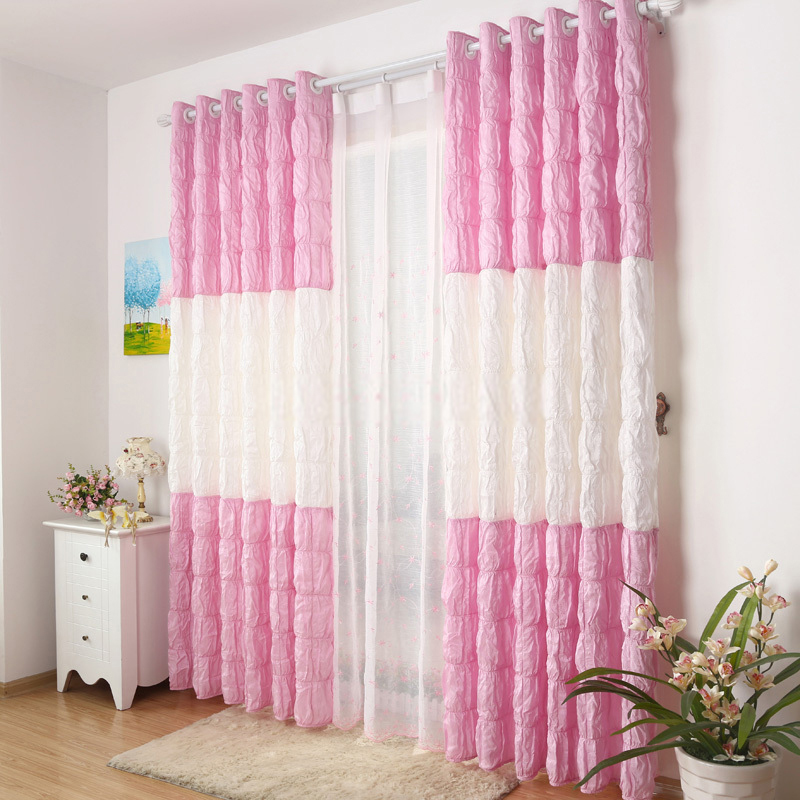 white and pink wrinkle curtains design to make chic room APHODDG