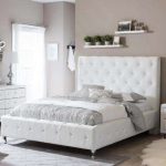white beds stella transitional white faux leather upholstered queen size bed MAKSELJ