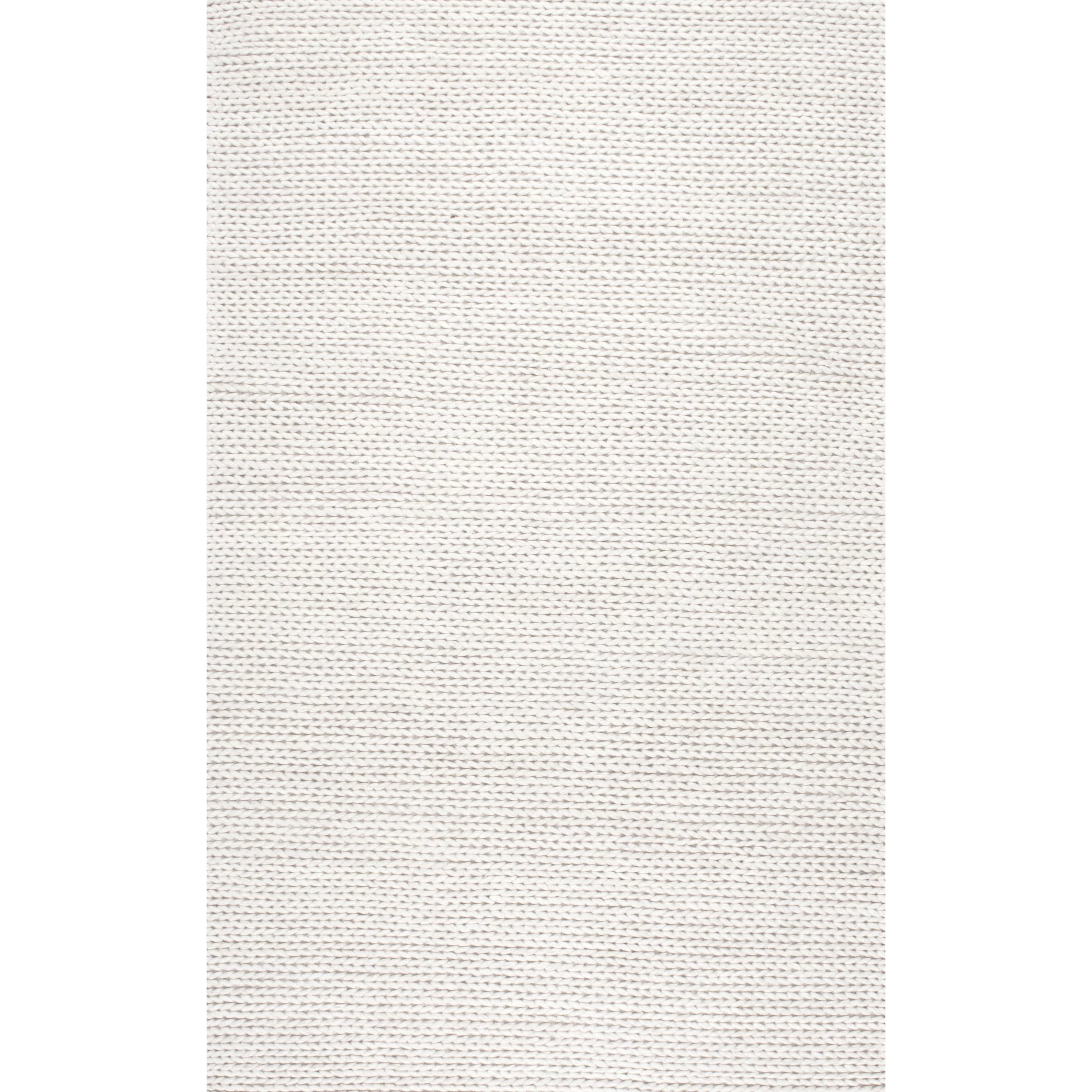 white rug nuloom handmade braided cable white new zealand wool square rug (6u0027 YMNGIZL