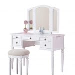 white vanity amazon.com: 1perfectchoice tri folding mirror vanity set makeup table  dresser OUUFVKF