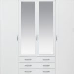 white wardrobes collection hallingford 4dr 3drw mirrored wardrobe - white PENKHPN
