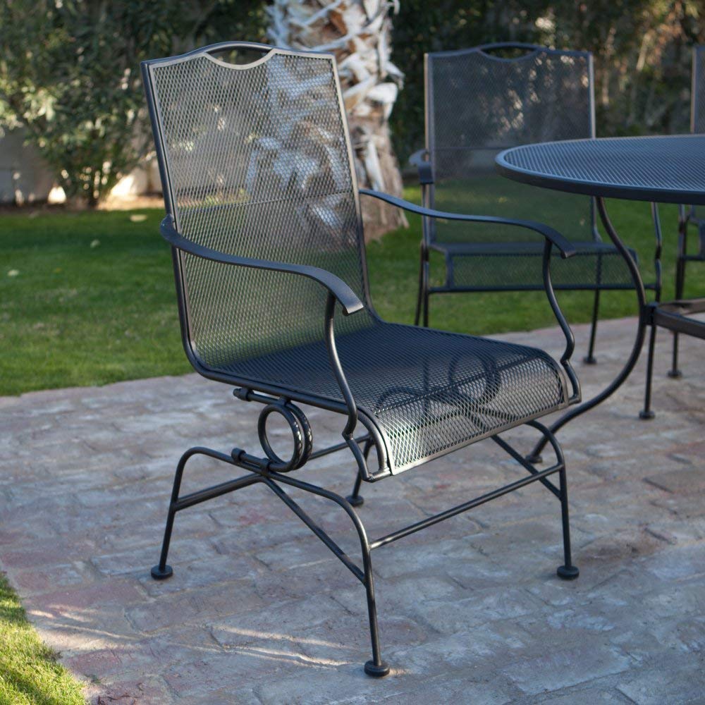 wrought iron patio furniture amazon.com : belham living stanton wrought iron coil spring dining chair CEYCJPW