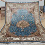 yilong 6u0027x9u0027 kashmir qum carpet vantage blue handmade silk persian rugs USYNWSV