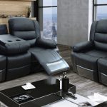 Romi Black Recliners Leather Sofa Set 3 + 2 Seater Bonded Leather