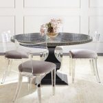 Vivian+Inlay+Dining+Table+&+Nessy+Acrylic+Dining+Chair+by+Bernhardt+