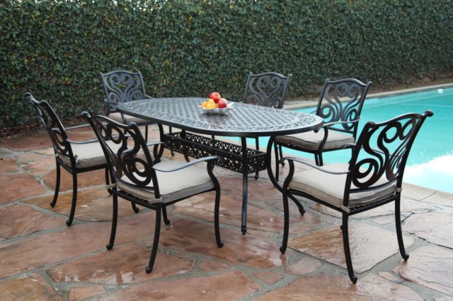 7 Piece Cast Aluminum Outdoor Patio Furniture Dining Set G Perris Collection