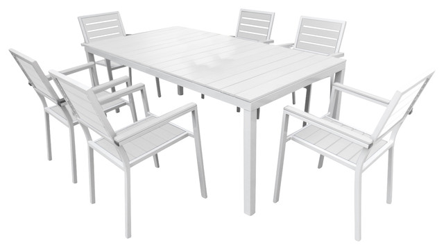 Outdoor Patio Furniture Aluminum Resin 7-Piece Dining Table and Chair Set