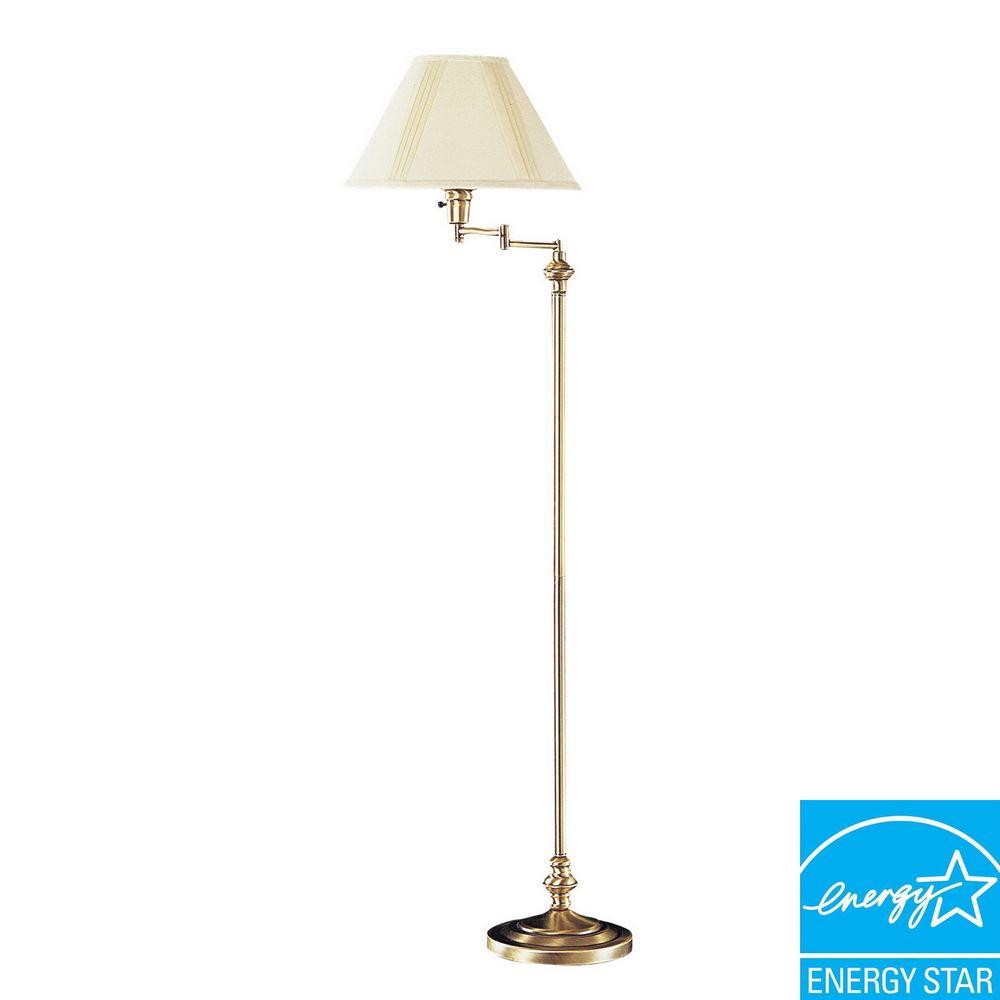 Antique Brass Swing Arm Metal Floor Lamp