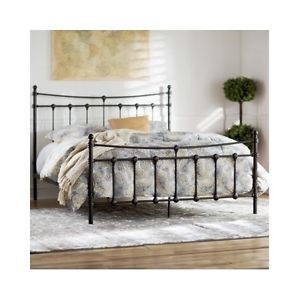 Image is loading Queen-Size-Bed-Frame-Metal-Headboard-Footboard-Rustic-