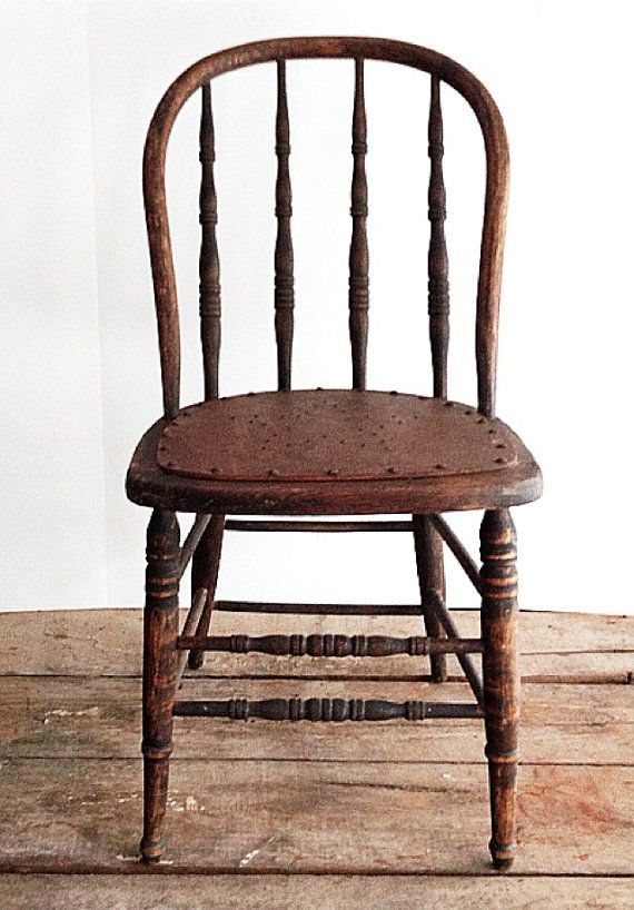 Primitive Antique Spindle Back Chair Urban by pippamarxstudio Antique  Wooden Chairs, Spindle Chair, Pottery