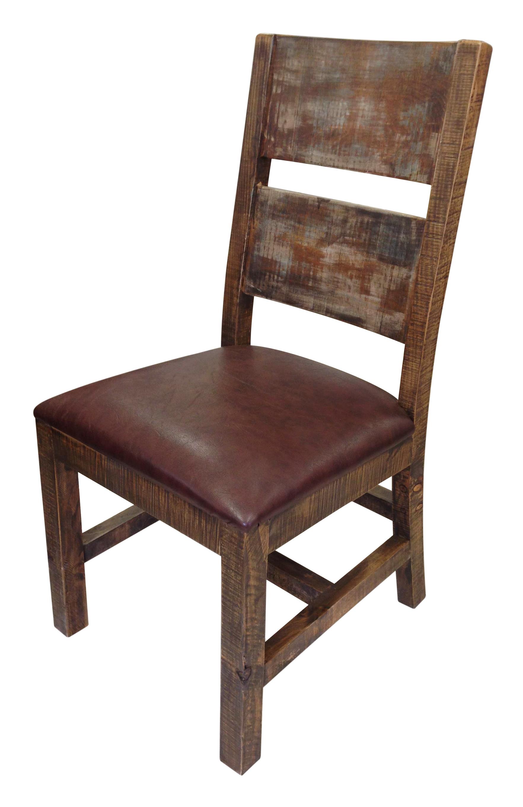 Solid Wood Chair with Bonded Leather Seat