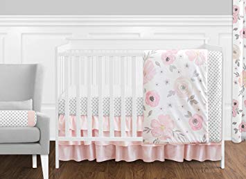 Traveller Location : Sweet Jojo Designs 11-Piece Blush Pink, Grey and White  Watercolor Floral Baby Girl Crib Bedding Set Without Bumper Rose Flower  Polka Dot : Baby