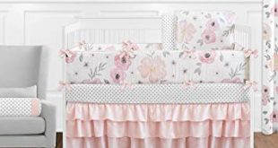 Traveller Location : Sweet Jojo Designs 9-Piece Blush Pink, Grey and White Shabby  Chic Watercolor Floral Baby Girl Crib Bedding Set with Bumper Rose Flower  Polka