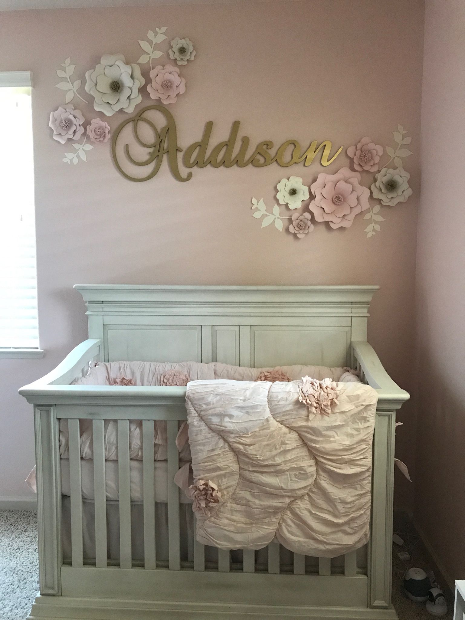 Baby Girl Nursery with pink and gold theme https://www.facebook.