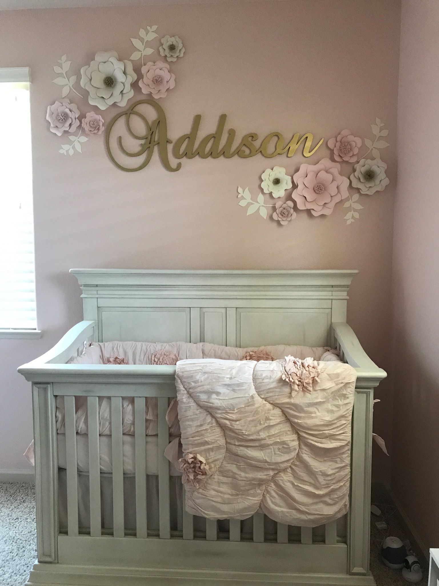 Baby Girl Nursery with pink and gold theme https://www.facebook.