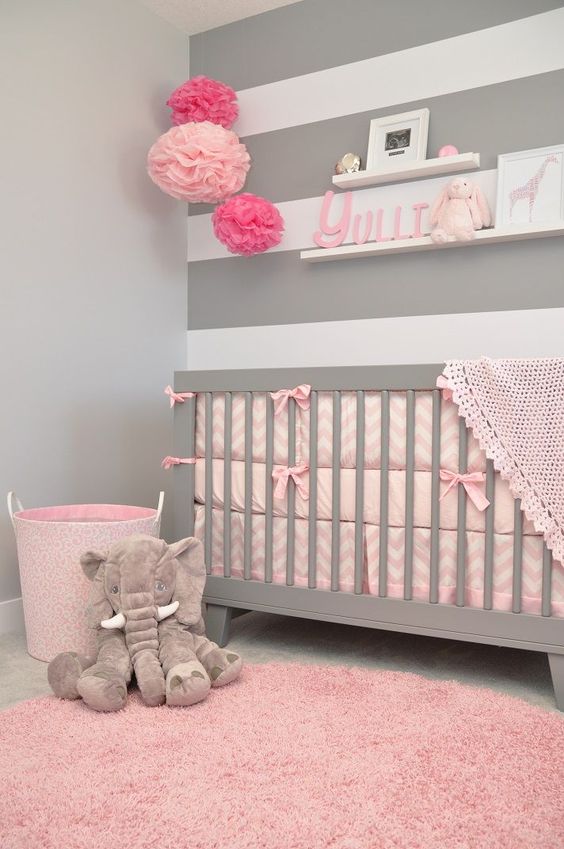 Beautiful Stripes Baby Girl Room Decoration