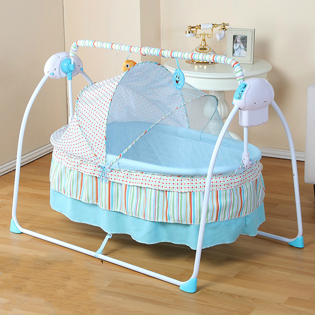 Baby Cradle Newborn Crib Bed Basket Small Shaker Electric Bouncer Swing  Automatic Rocking Chair Bed Basket with Power Adapter