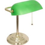 Light Accents Metal Bankers Lamp Desk Lamp With Green Glass Shade And  Polished Brass Finish Old