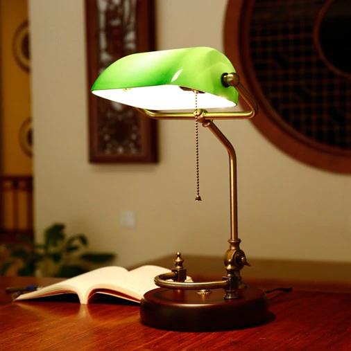 Rev up your office desk with a bankers
  desk lamp green glass shade