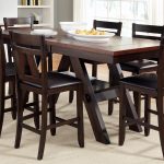 7 Piece Trestle Gathering Table with Counter Height Chairs Set