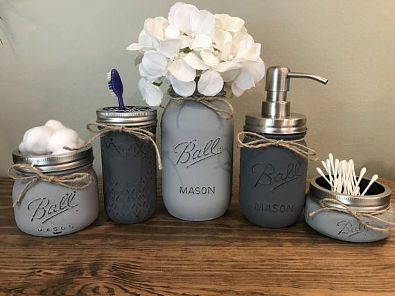 Rustic Bathroom Decor Mason Jar Bathroom Set Mason Jar