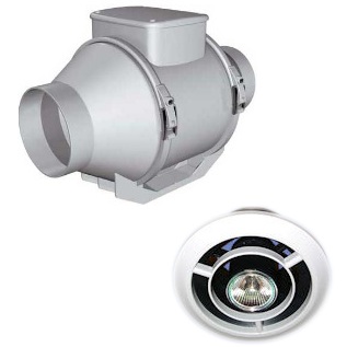 Sentinel Vortice Lineo & Spotvent Shower LED Light Inline Bathroom  Extractor Fan Kit
