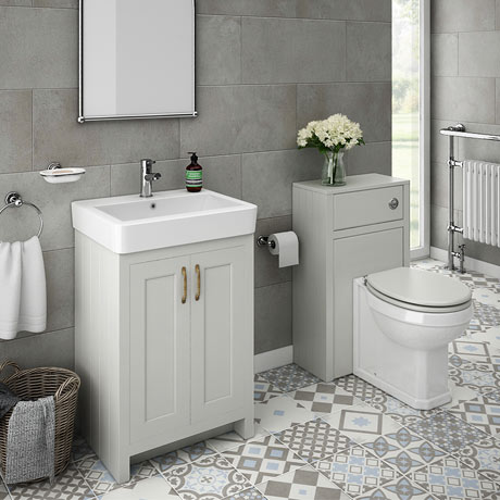 Chatsworth Traditional Grey Sink Vanity Unit + Toilet Package