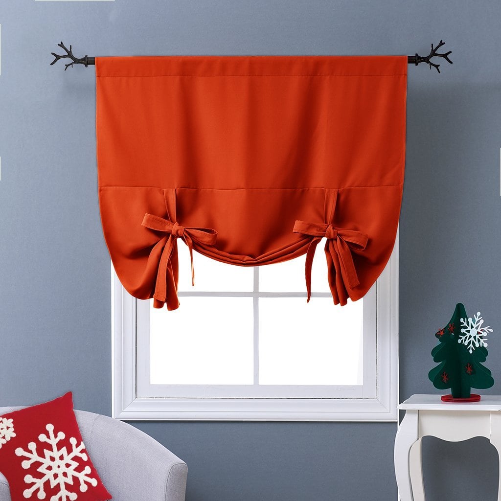 NICETOWN Thermal Insulated Blackout Curtain in Orange - Tie Up Shade