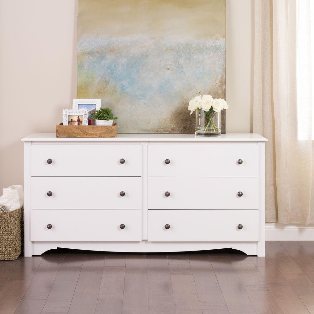 Monterey 6-Drawer White Dresser