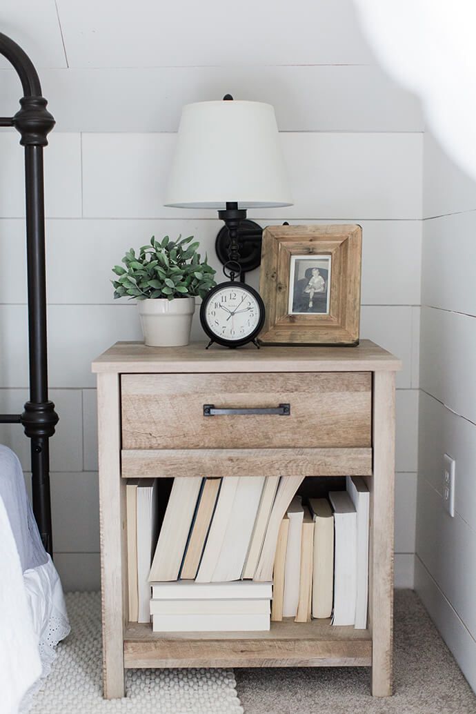 Step Inside The Modern Farmhouse Of Liz Fourez | Glitter Guide Decorate  Nightstand, Nightstand Ideas