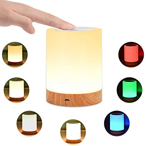 KMASHI Night Light, Bedside Table Lamps for Bedrooms, LED Rechargeable  Portable Touch Lamp with