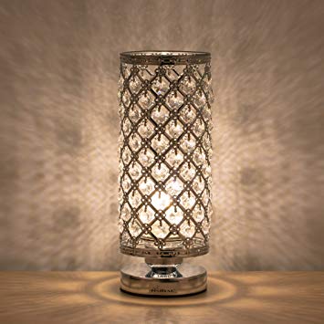 HAITRAL Crystal Table Lamp Modern Night Light Lamp with Metal Frame 110 Pcs  Crystals Elegant Bedside