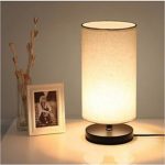 DEEPLITE Table Lamp with Fabric Shade Wooden Base with 7W 3000K LED Bulb, Bedside  Desk