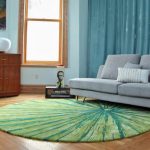 Contemporary Living Room With Fun Green Area Rug