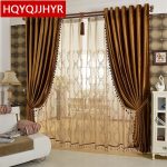 European luxury gold coffee velvet Blackout curtains for Living Room