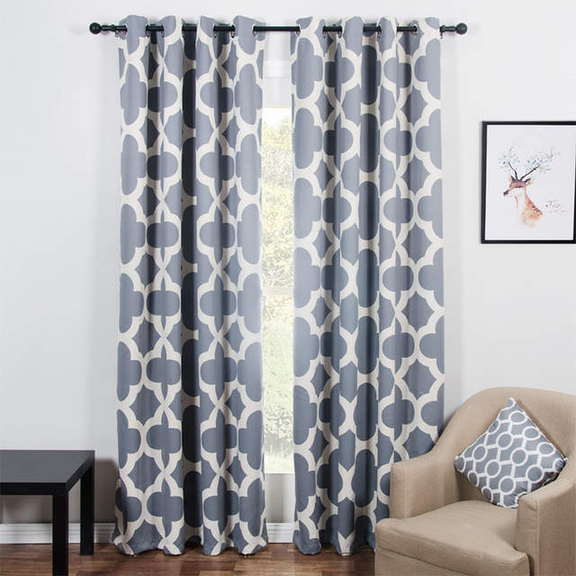 Online Shop Modern Quatrefoil Pattern Blackout Curtains for Living