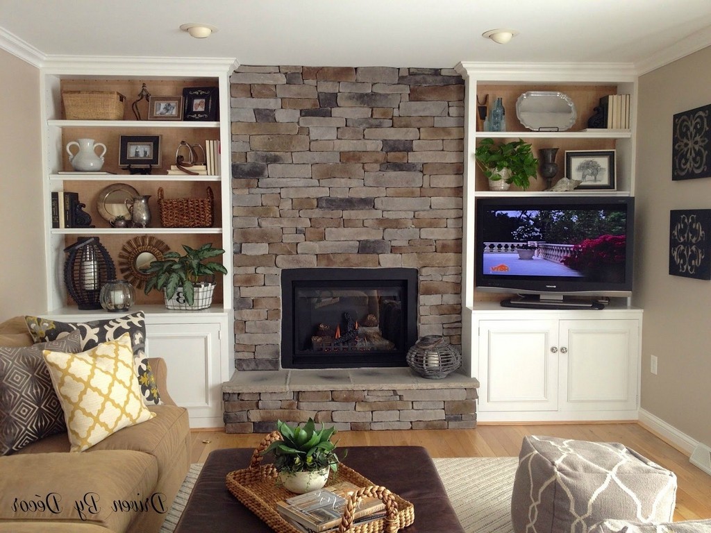 Contemporary Built In Bookcases Around Fireplace