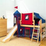 Maxtrix Boys Castle Bed w/ Angled Ladder and Slide (Blue/Red) (Twin