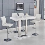 Caprice Bar Table In White High Gloss With 4 Ripple Bar Stools