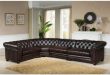 Cody Premium Top Grain Brown Tufted Leather Sectional Sofa